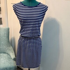 Boden Navy and White Striped Mini Dress